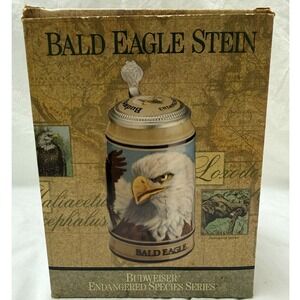 Vintage 1989 Budweiser Endangered Species Bald Eagle Beer Stein With Box
